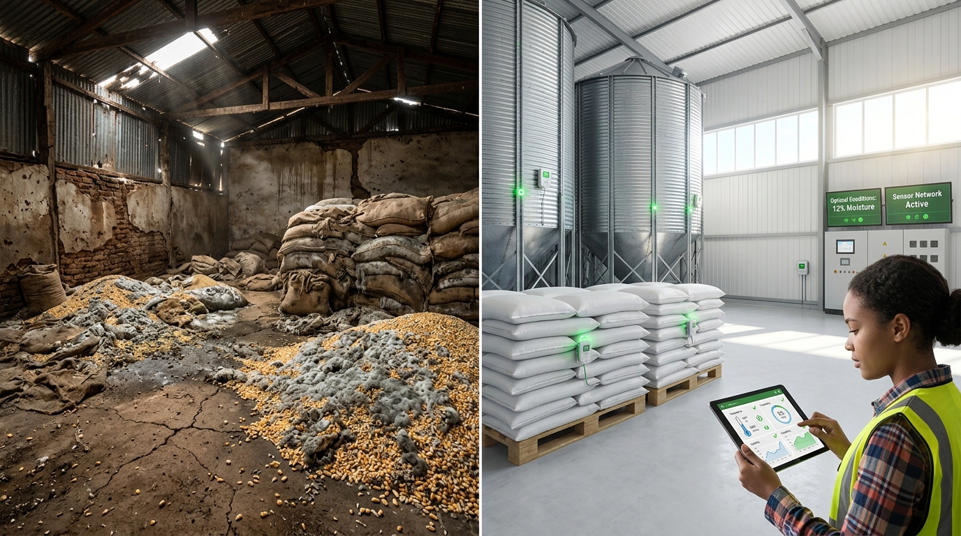 Comparison of grain spoilage loss versus properly monitored storage